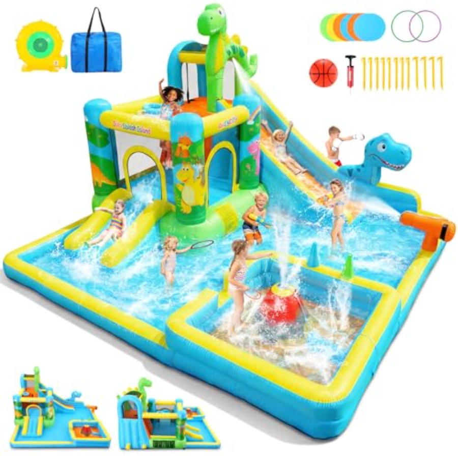 Kids Outdoor Bounce House - Escorregador inflável aquático para quintal: castelo