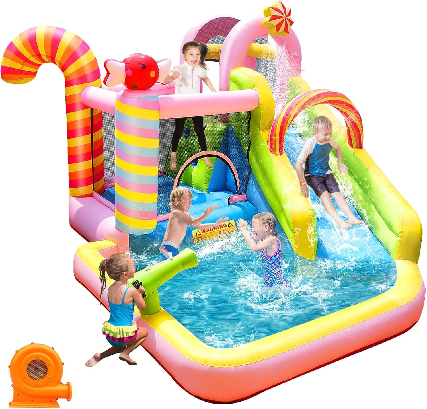 Kids Outdoor Bounce House - Tobogã Inflável para Crianças, Parque Aquático