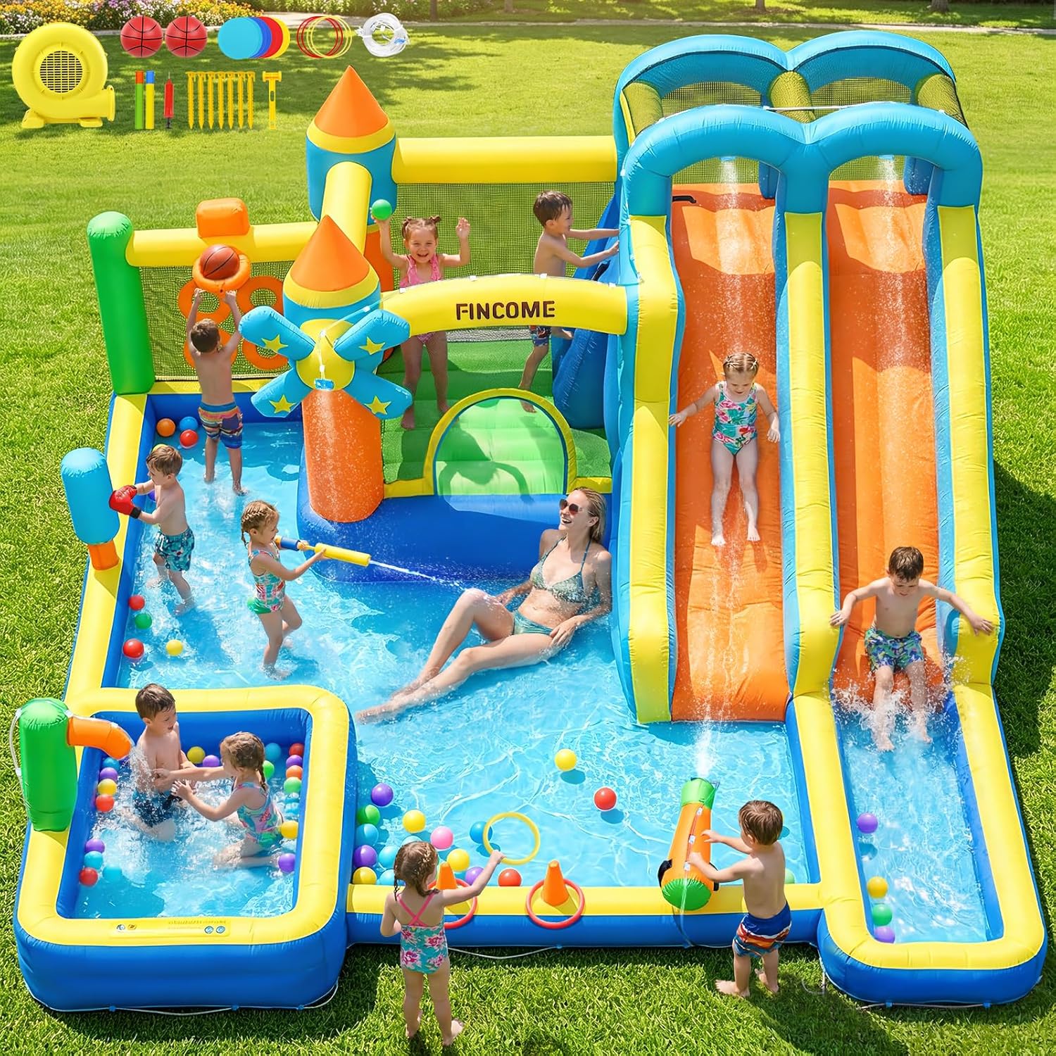 Kids Outdoor Slide - Castelo Inflável 10 em 1 com