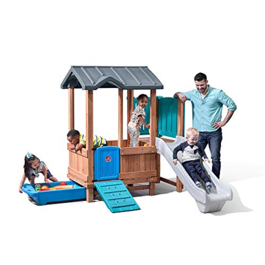 Kids Outdoor Slide Set - Woodland Adventure Playhouse & Slide, conjunto