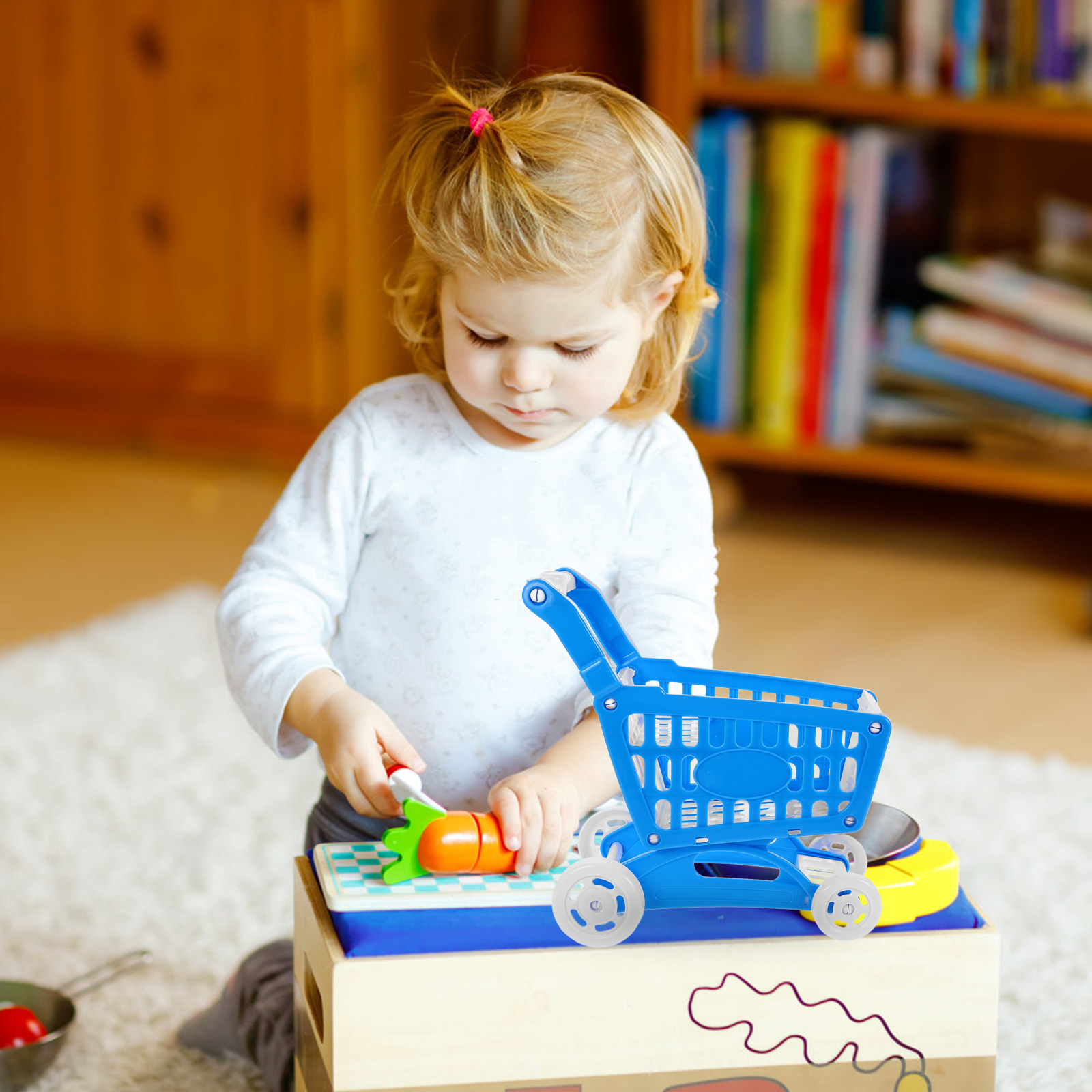 Kids Indoor Outdoor Cart - Carrinho de Compras Mini Azul Leve