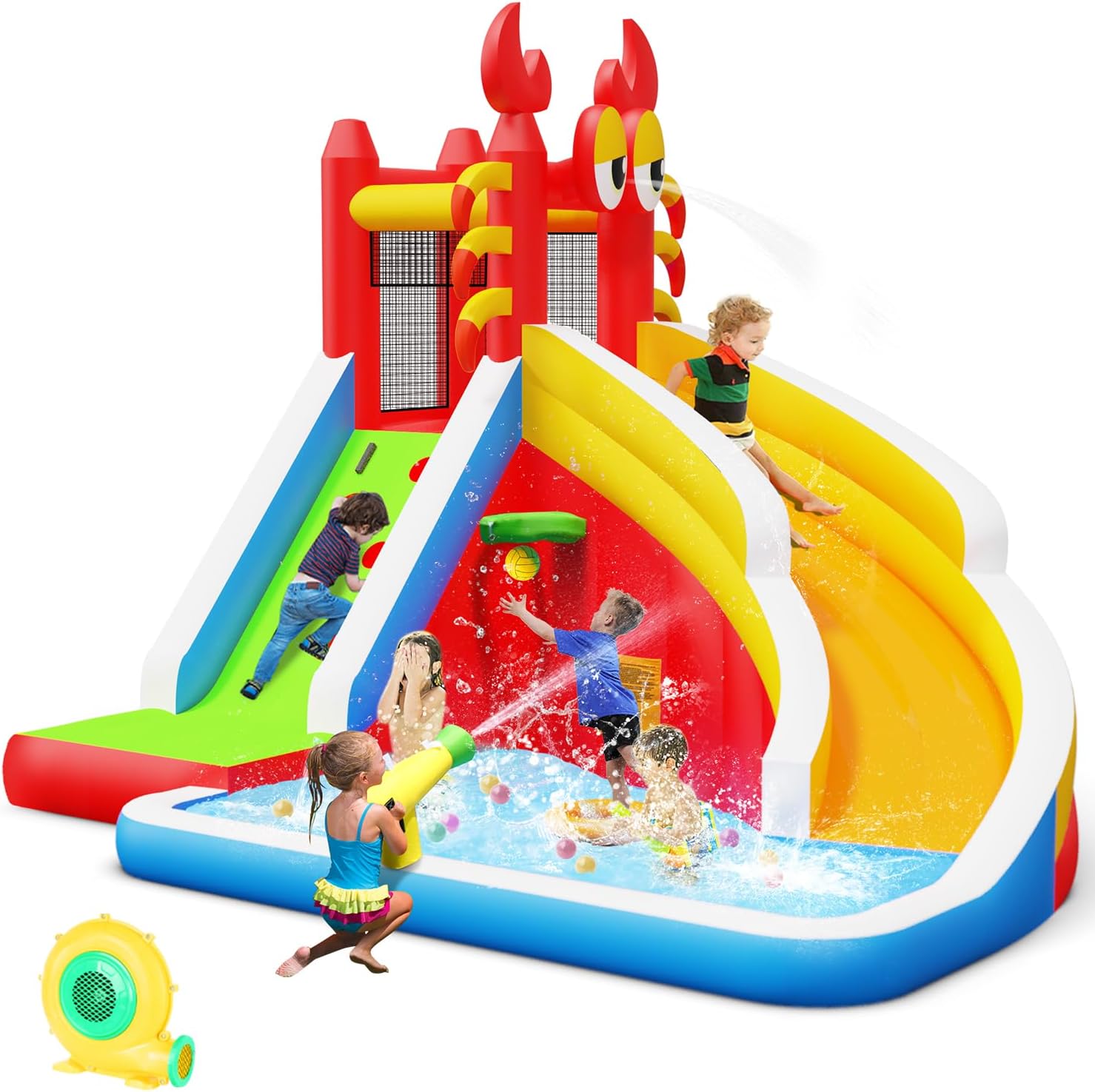 Kids Outdoor Bounce House - Grande Casa Inflável com Escorregador de