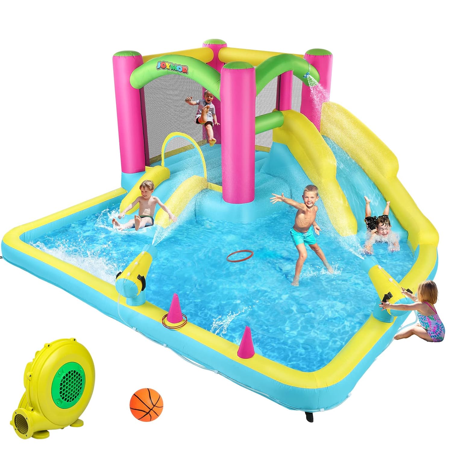 Kids Outdoor Bounce House - Castelo Inflável com Escorregador Duplo de