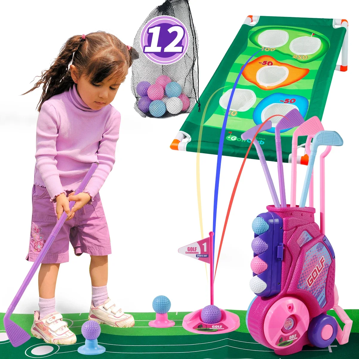 Kids Indoor Outdoor Cart - Conjunto de Golfe Infantil MQUDUO com