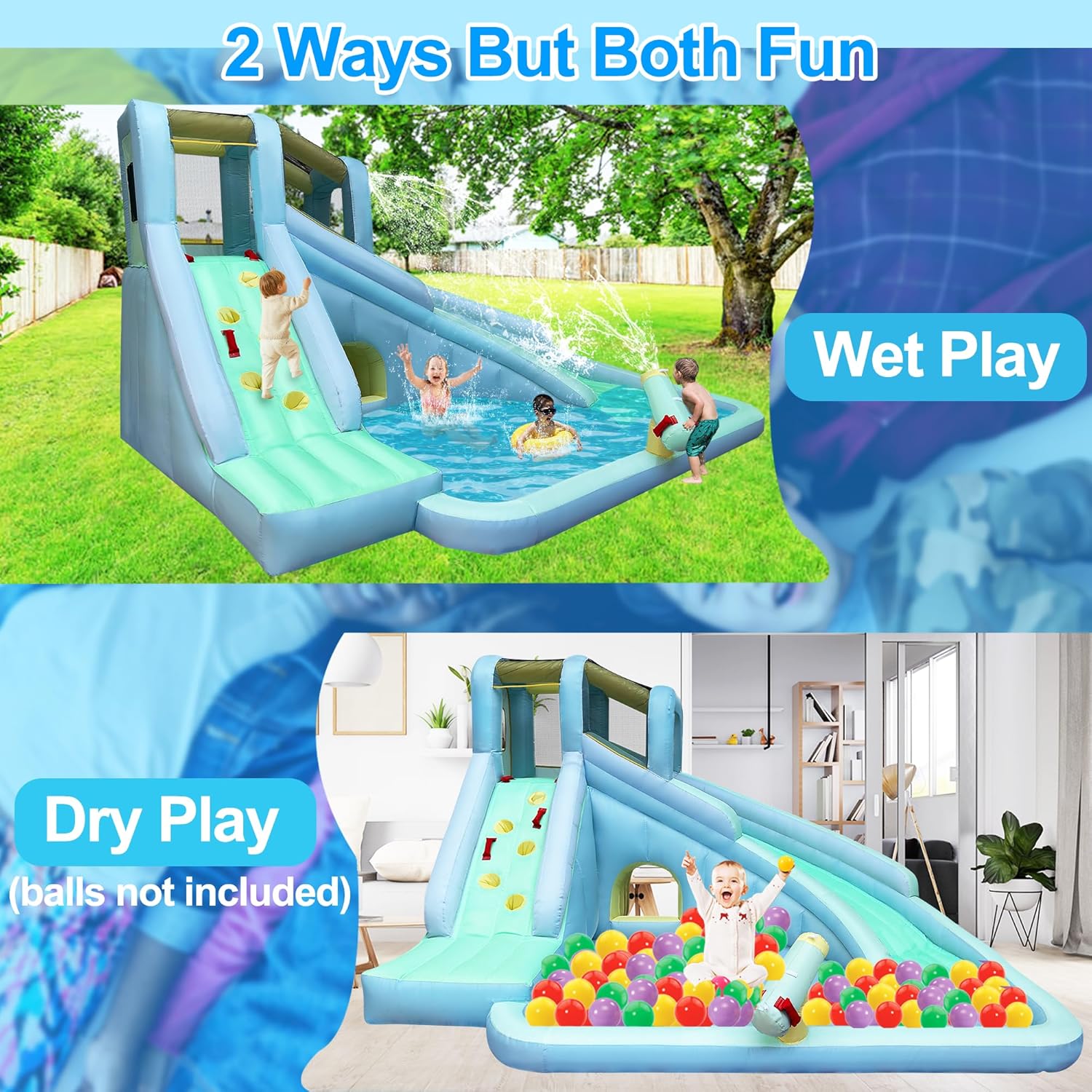 Parque Aquático Inflável 6 em  - Kids Outdoor House With Slide avaliação e preço