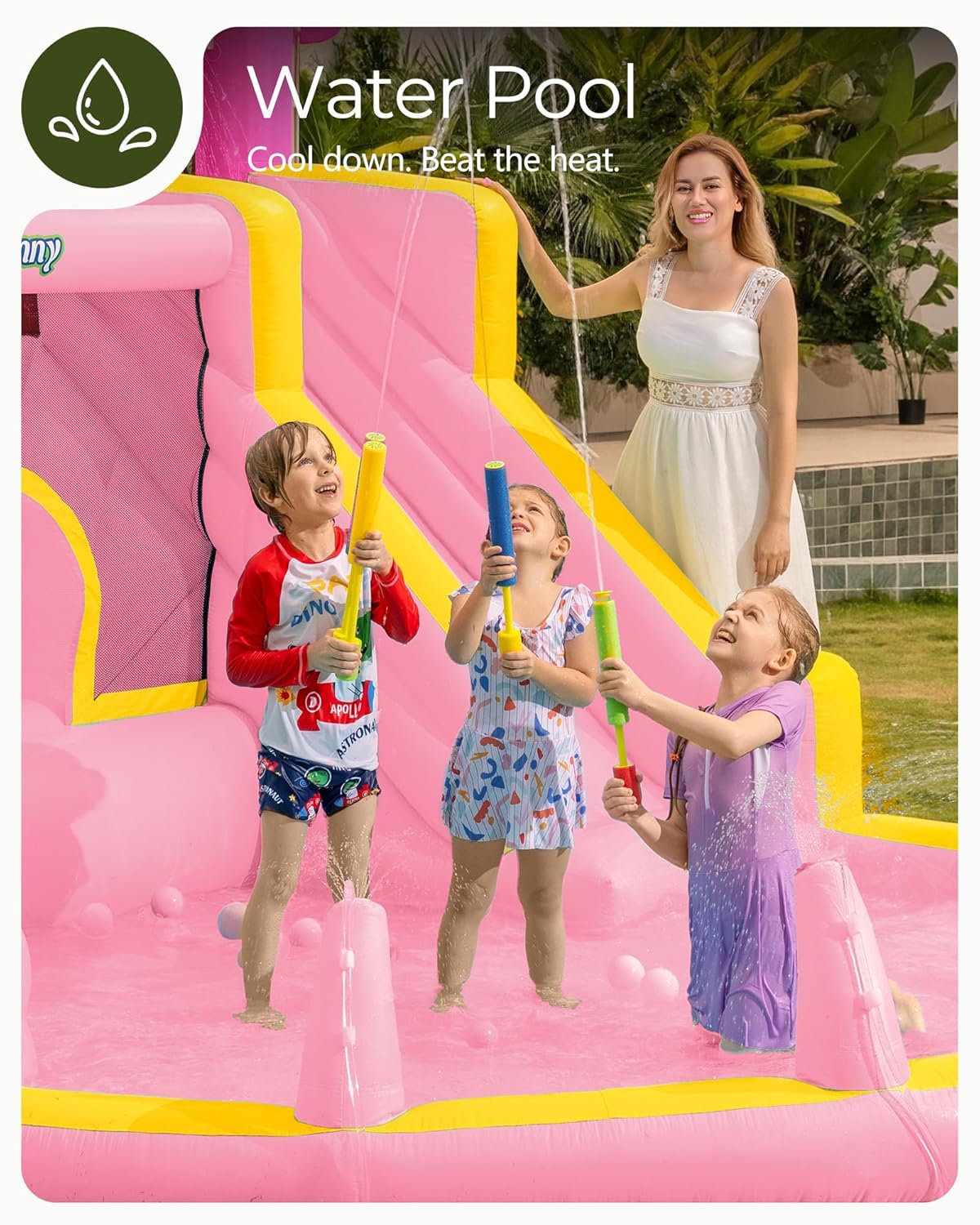 Tobogã Inflável Rosa para Cria - Kids Outdoor Bounce House avaliação e preço