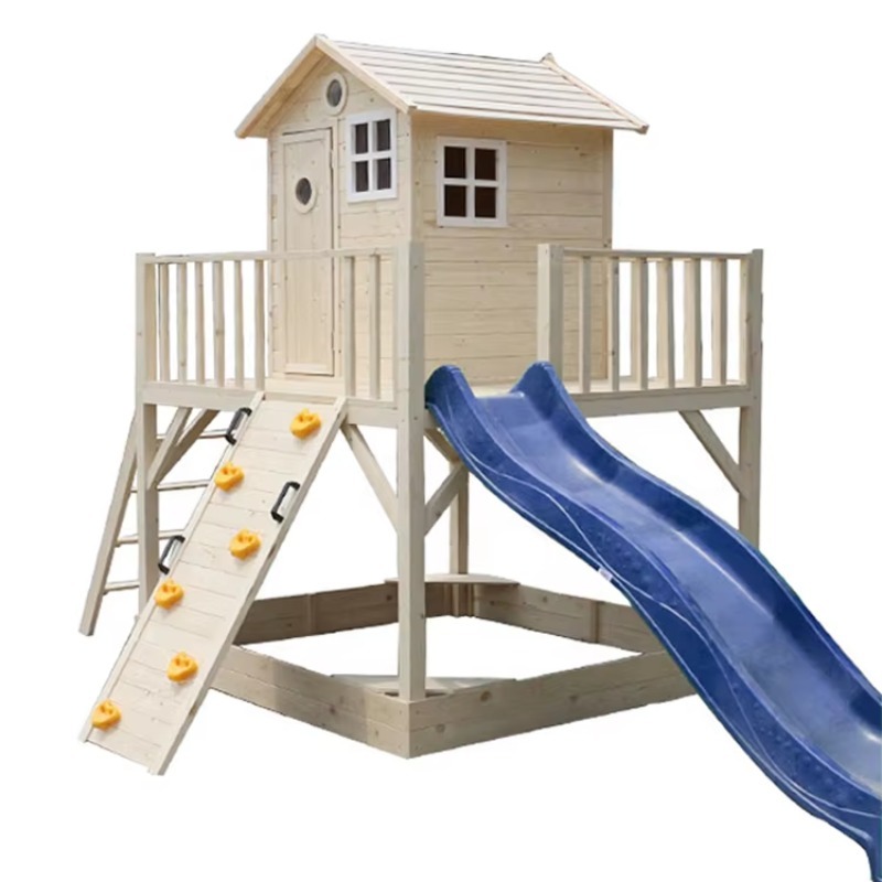Casa de Brinquedo de Madeira p - Kids Outdoor House With Slide avaliação e preço