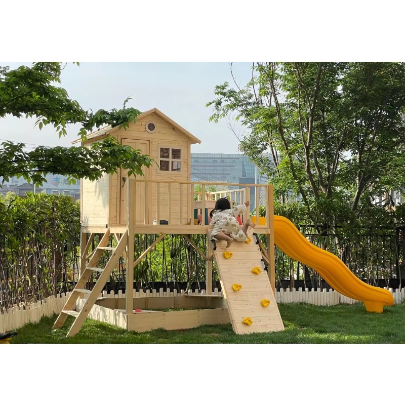 Casa de Brinquedo de Madeira p - Kids Outdoor House With Slide avaliação e preço