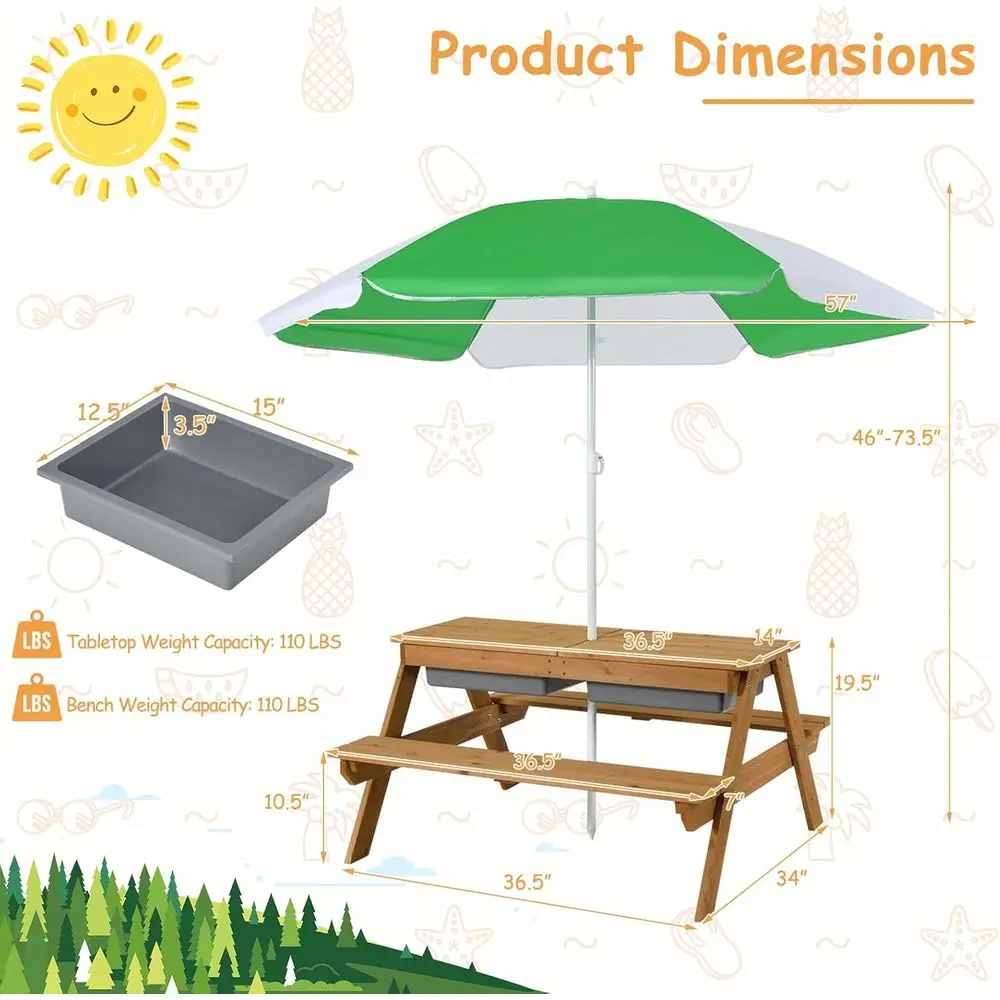 Mesa de Piquenique de Madeira  - Kids Outdoor Furniture avaliação e preço