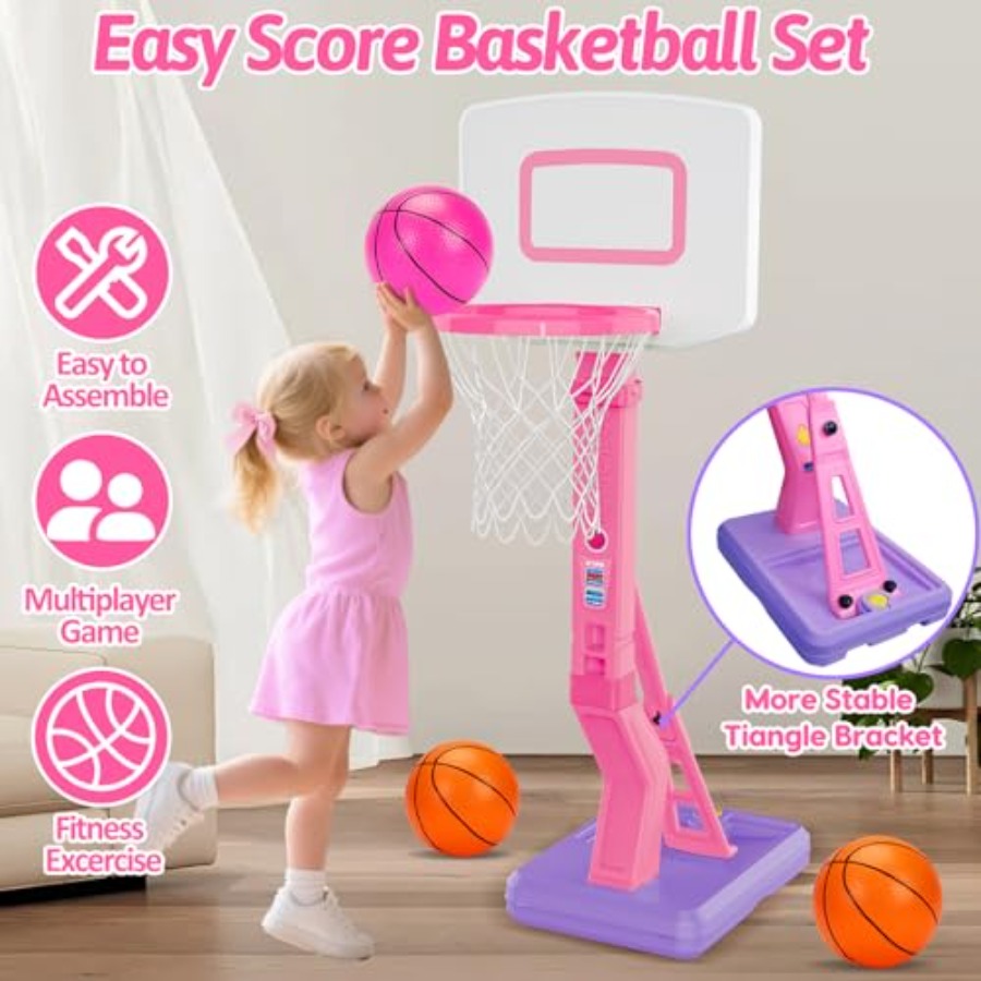 Aro de basquete rosa para cria - Kids Outdoor Easel avaliação e preço