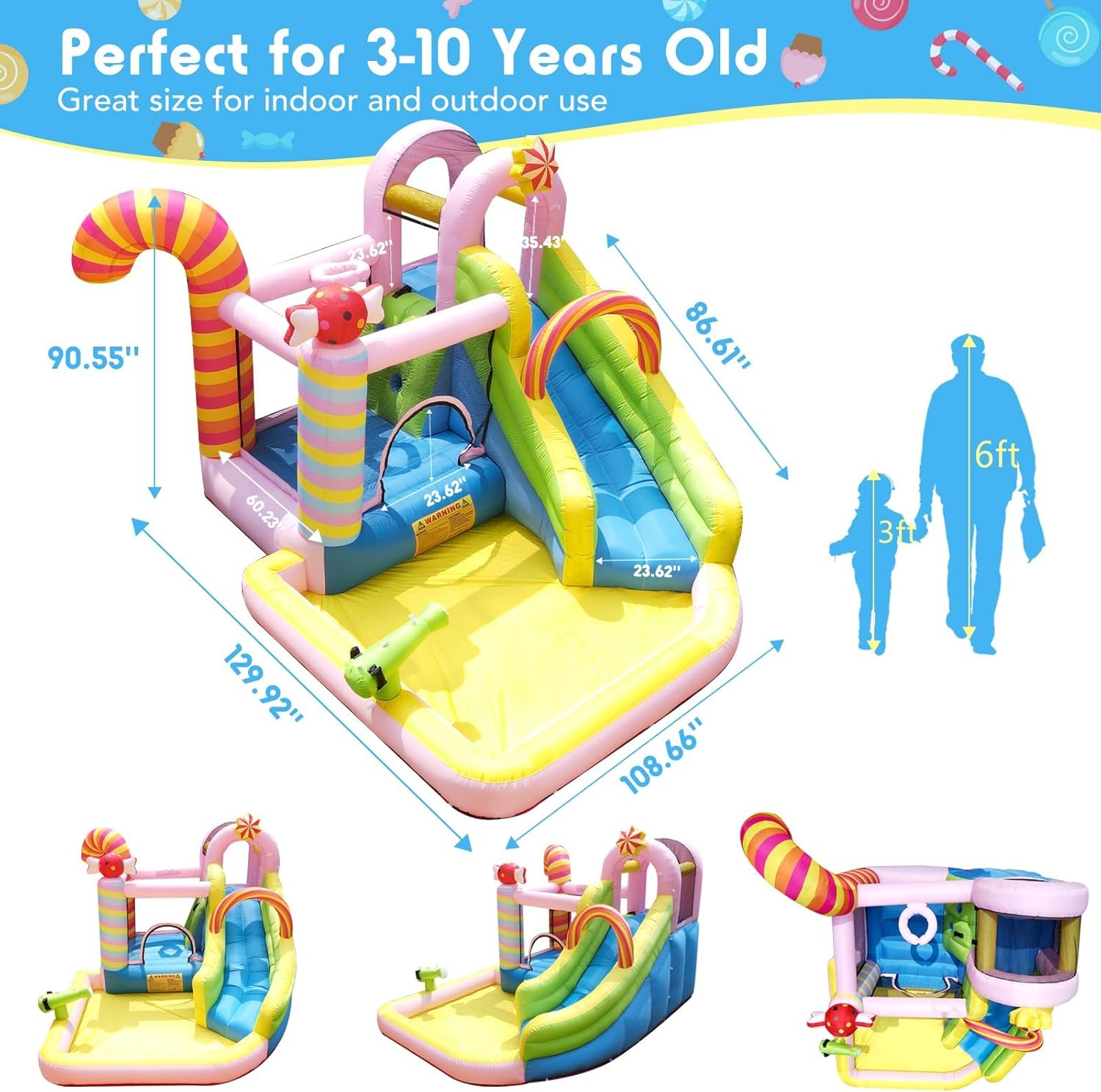 Tobogã Inflável para Crianças, - Kids Outdoor Bounce House avaliação e preço