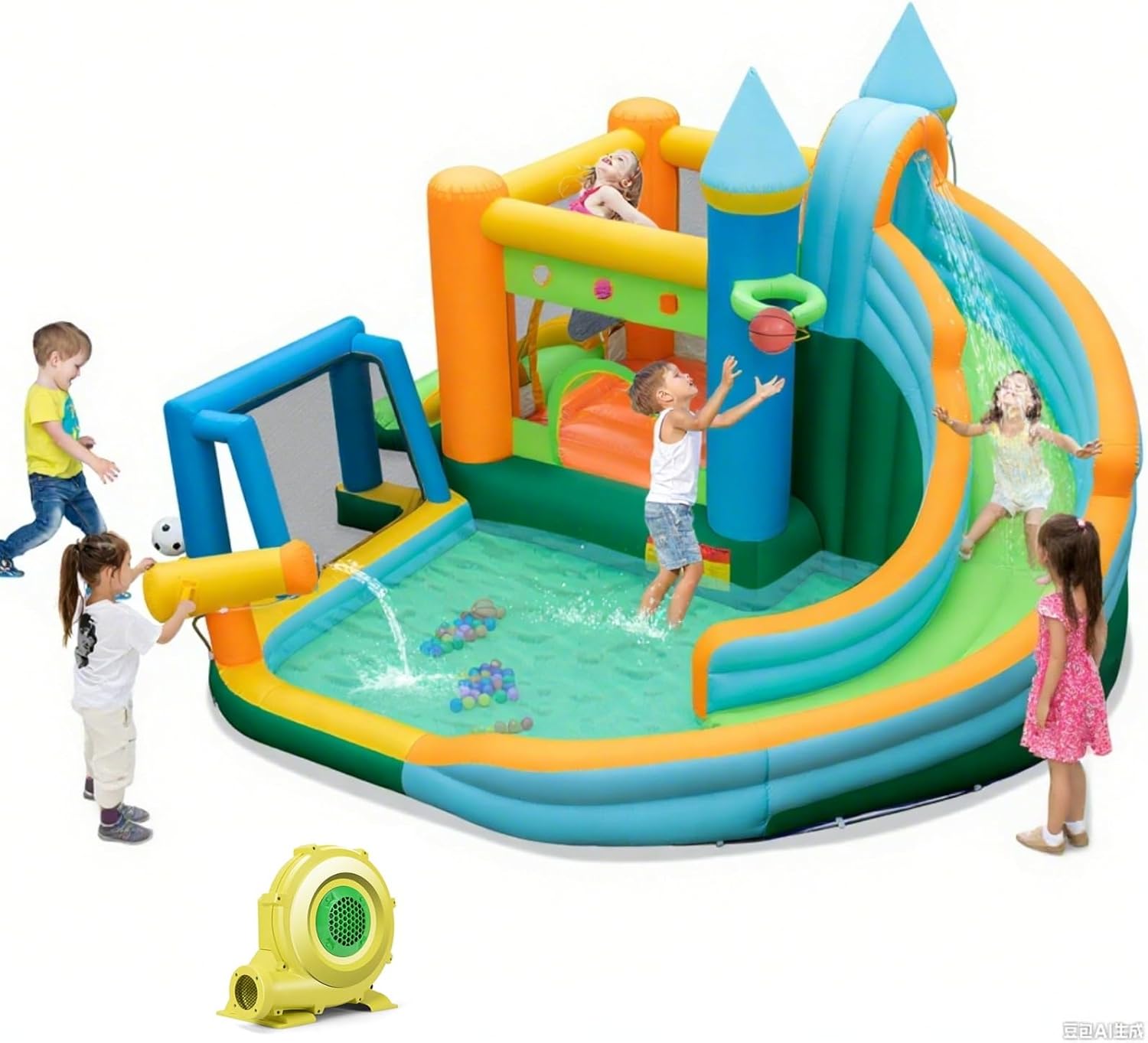 Castelo Inflável Aquático 9 em - Kids Outdoor Bounce House avaliação e preço