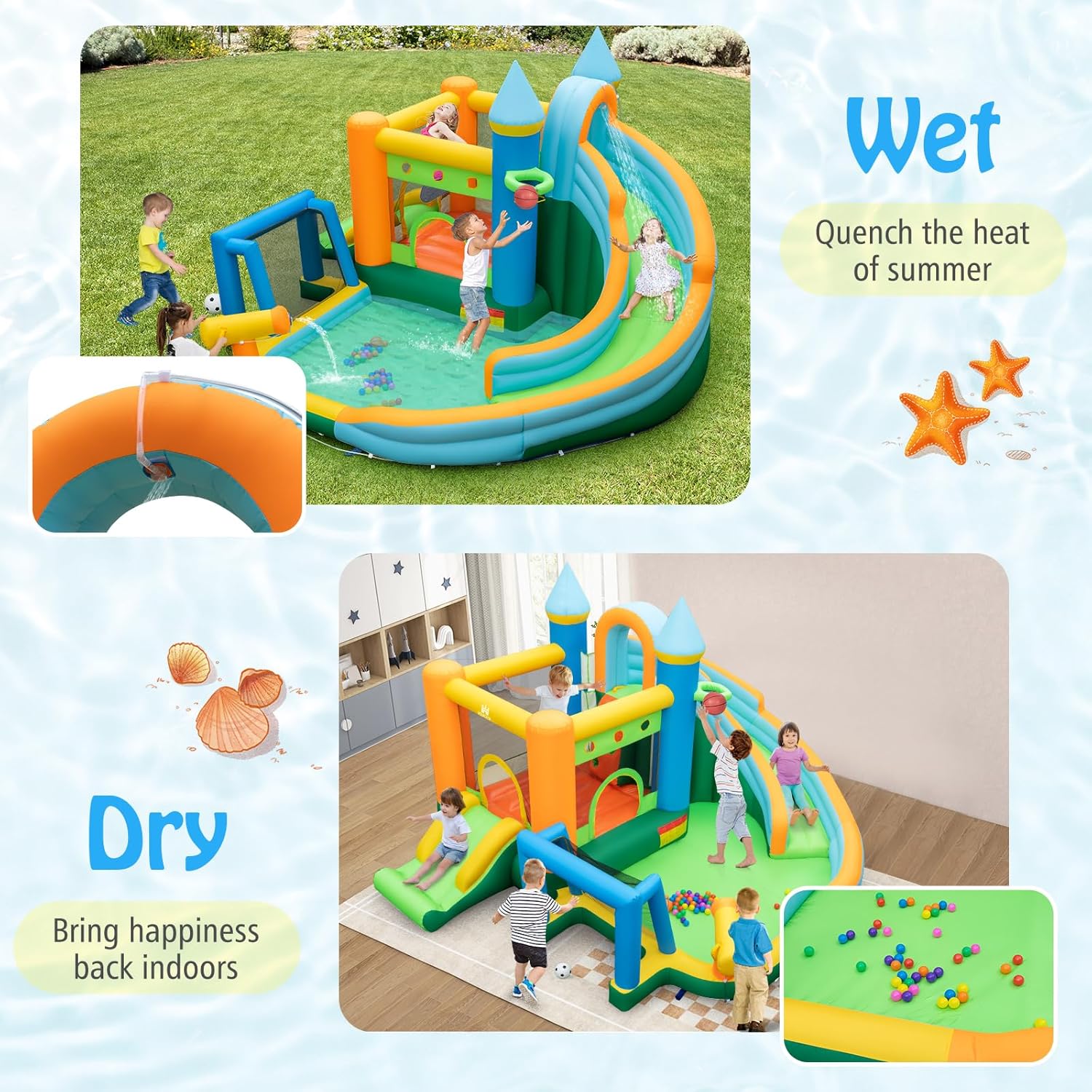 Castelo Inflável Aquático 9 em - Kids Outdoor Bounce House avaliação e preço