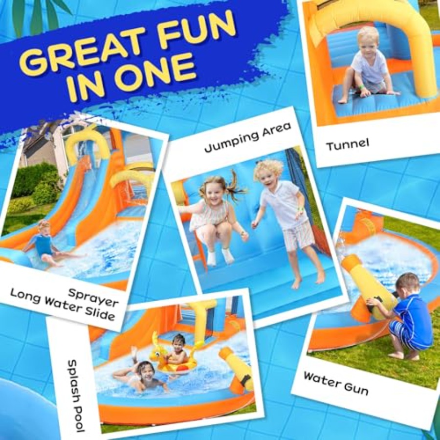 Parque Aquático Inflável 5 em  - Kids Outdoor Bounce House avaliação e preço