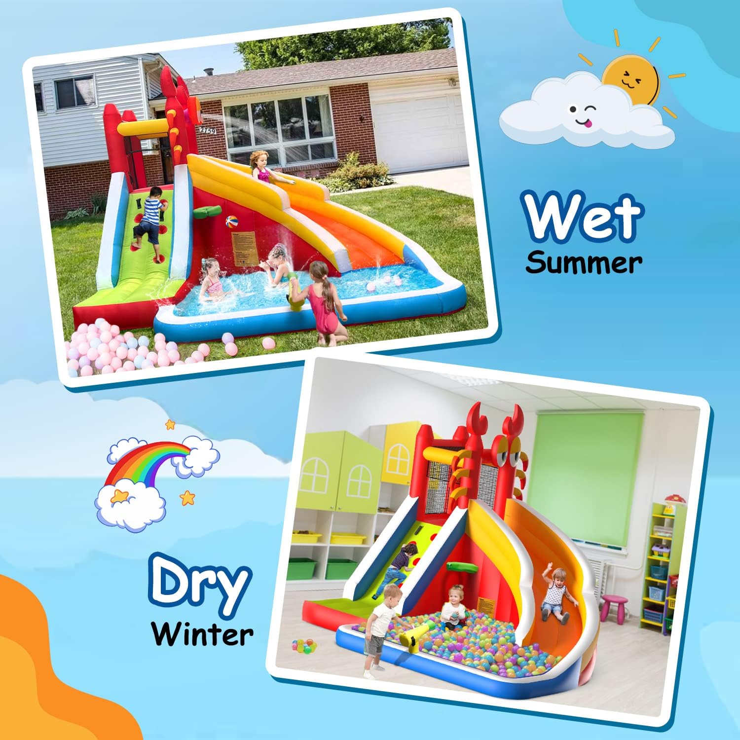 Grande Casa Inflável com Escor - Kids Outdoor Bounce House avaliação e preço