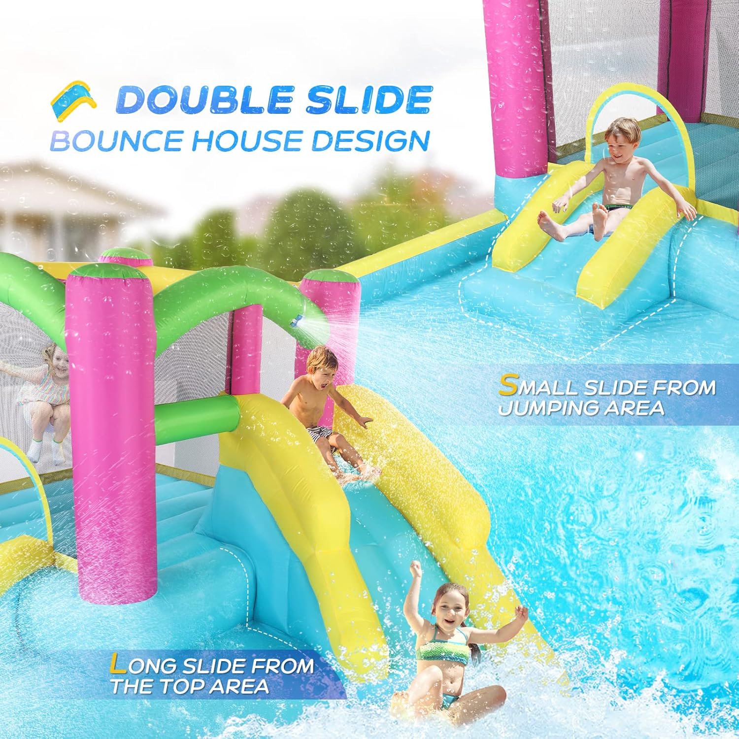 Castelo Inflável com Escorrega - Kids Outdoor Bounce House avaliação e preço