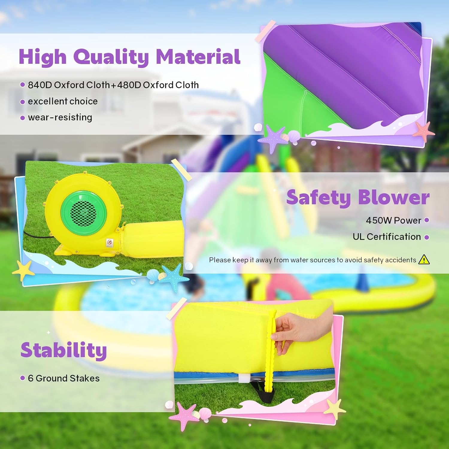 Castelo Inflável 13x14FT com E - Kids Outdoor Bounce House avaliação e preço
